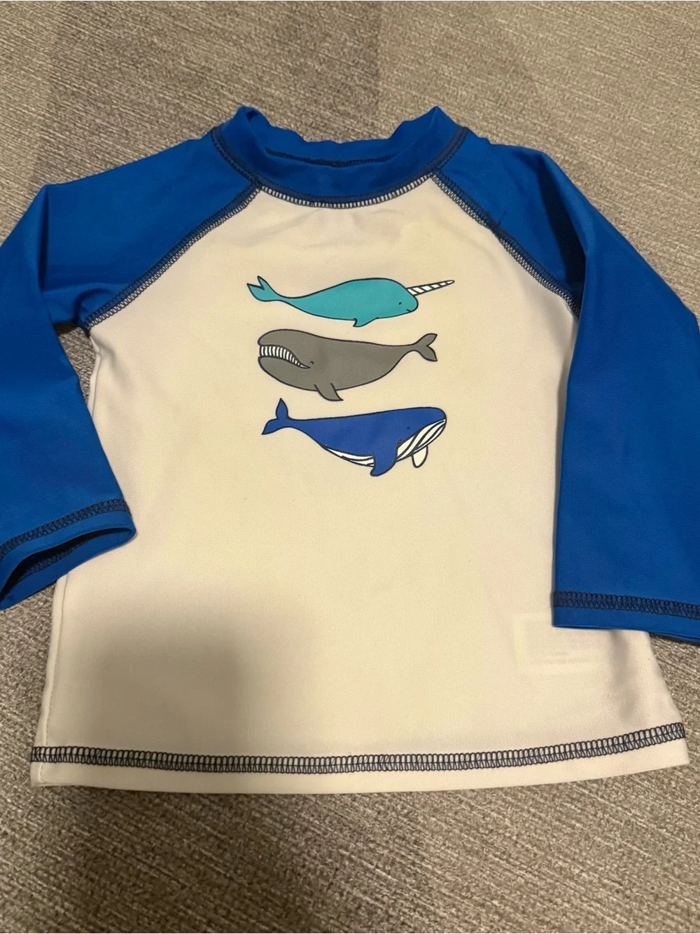 Cat & Jack Blue & White Whale Rashguard with Navy Star and Tropical Swim Shorts